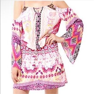 Hale Bob Tunic Cold Shoulder Long Sleeve Dress - Size Medium